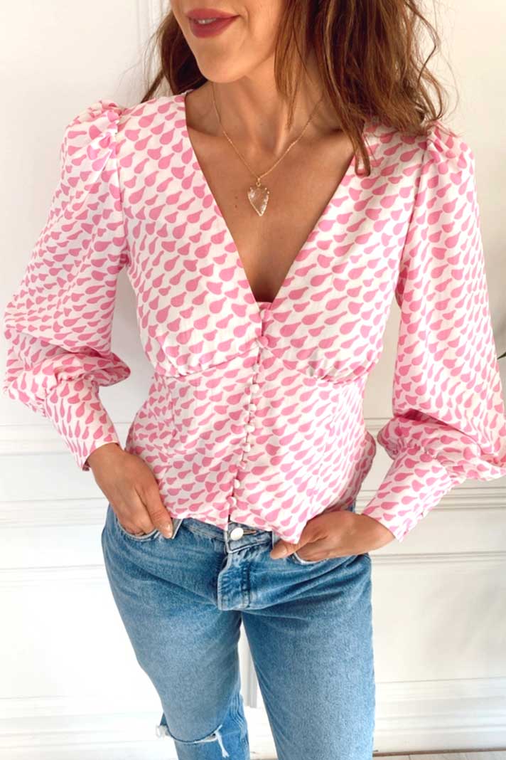 Millie Pink Drop Buttoned Top